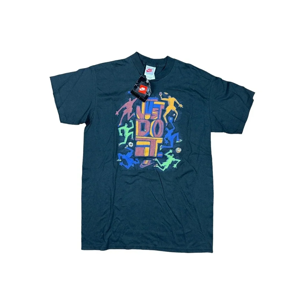Nike T-shirt Kids XL Black NEW 90s Vintage Just Do It Graphic USA Made NOS